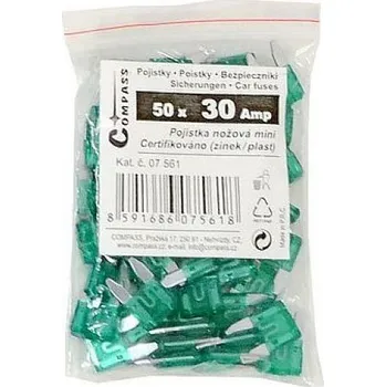 Autopojistky Compass Pojistky nožové MINI 30 Amp 50ks polybag