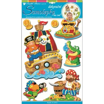 Samolepící dekorace Dětské samolepky na zeď piráti z tvrdého papíru 10077 / Pokojová samolepicí dekorace pro děti Room Decor (50 x 30 cm)