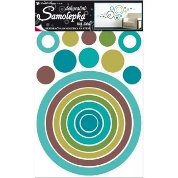 Samolepící dekorace Samolepicí dekorace na zeď Modré a hnědé kruhy 10065 / Samolepka na zeď Room Decor (70 x 42 cm)