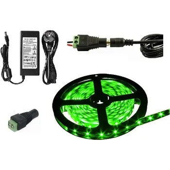 LED páska Lighting LED pásek 5050 5metrů/300diod 72W voděodolný zelený + zdroj (Voděodolný pásek 5050 5 metrů komplet)