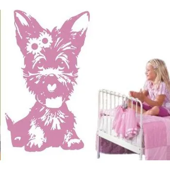 samolepka Merci-shop. Samolepka na zeď pes jorkšírský teriér 17 x 30 cm