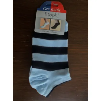 Dámské ponožky STOPKI 02-dámské ponožky kotníčkové GRAMARK světlemodré 35-37 (23-24) (dámské kotníčkové pruhované ponožky)