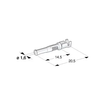 Auto elektroinstalace Konektor - dutinka 1,6mm kulatá pro vodič 0,5-1,5m (Protikus 12.01230)