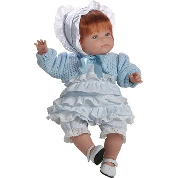 Panenka Realistická panenka holčička - Claudia ve světlých vyšívaných šatech f.Berjuan (Doprava zdarma)