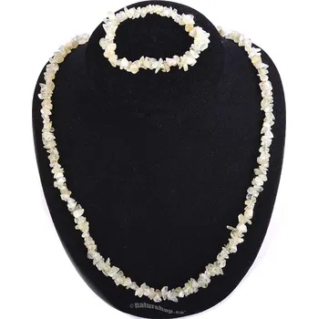 Souprava šperků Dárková sada šperků z prehnitu náramek + náhrdelník 60cm