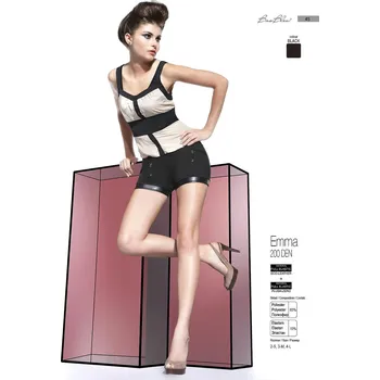 Kalhotky EMMA ŠORTKY 200den-BasBleu black-černé 4-L (šortky na přední straně zdobeny kapsami)