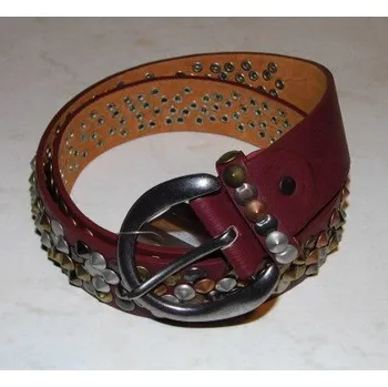 Opasek Opasek kožený bordo s barevnými nýty (Pásek kožený bordo barevné nýty)