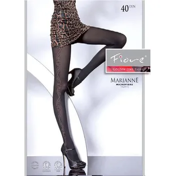 Dámské punčochy MARIANNE 40den-punčochové kalhoty FIORE black-černé 4-L (vzorované punčochové kalhoty z mikrovlákna)