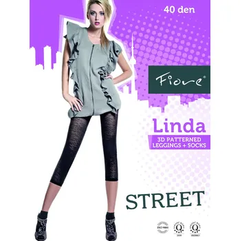 Dámské legíny Fiore Linda 40 den Leginy grafit-tmavě šedé 2-S (tříčtvrteční leginy s ponožkami)