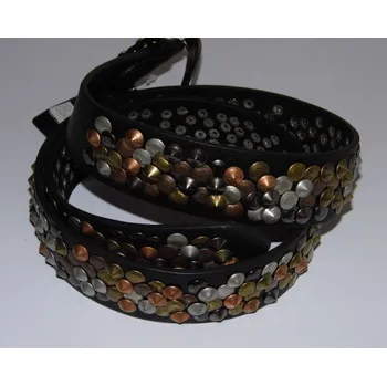 Opasek Opasek kožený černý s barevnými nýty