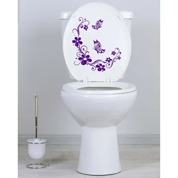 Samolepící dekorace Samolepka na WC Květinový ornament s motýly (dekorace do bytu)