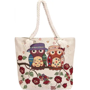 Nákupní taška Frist Dámská taška se sovičkami lněná VK0040-44