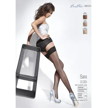 Dámské punčochy Bas Bleu Sara 20 den Punčochy white-bílé (vzorované sítované samodržící punčochy)