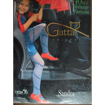 SANDRA 4 40den-punčochové kalhoty GATTA melanga grigio-šedé 128-140 (dětské punčochové kalhoty s efektním vzorem)