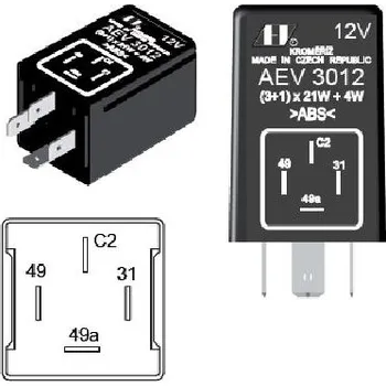 Relé Přerušovač blinkrů 12V AEV 3012 (AEV3012 Přerušovač směrových světel AEV 3012)