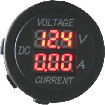 Digitální ampérmetr a voltmetr 6-30V červený (34545R)