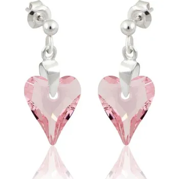 Náušnice Lafira stříbrné náušnice srdce Pink 1059