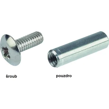 Nábytkové kování Spojovací šroub a pouzdro - šroub niklovaný 10mm