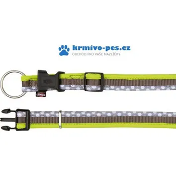 Obojek pro psa Obojek FRESHLINE SPOT M-L 35-55 cm/20 mm sv.zelená/šedá