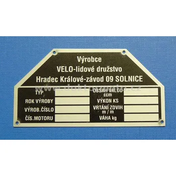 Štítek typový - Velorex