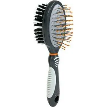 Péče o srst a drápky Trixie plastový kartáč oboustranný s kovovými drátky 6x23 cm