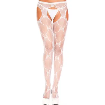 Dámské erotické punčochy Leg Avenue Punčochové kalhoty 1907 vzorované bílá - queen size + Doprava zdarma