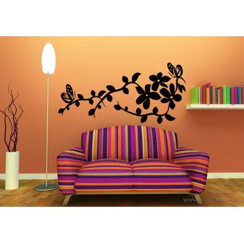 Samolepící dekorace Samolepka na zeď Květy s motýlky (dekorace na zeď)