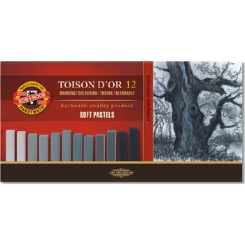Kresba Koh-i-noor Hardtmuth Sada 12 suchých pastelů Koh-i-noor SOFT - šedé odstíny 8592G