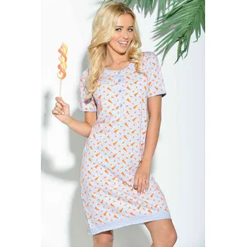 Dámské noční prádlo Dámská noční košile 824-Stela, krátký rukáv, šedo-žlutá, vel. M