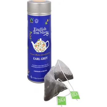 Čaj English Tea Shop Černý čaj Earl Grey s bergamotem - plechovka s 15 bioodbouratelnými pyramidkami