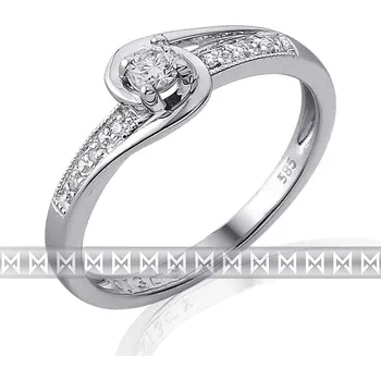 Prsten Klenoty Budín Mohutný zásnubní diamantový prsten z bílého zlata 1/0,09 ct + 6/0,03 ct 585/2,15 3861847 (Klenoty Budín Mohutný zásnubní diamantový prsten z bílého zlata 1/0,09 ct + 6/0,03 ct 585/2,15 3861847)