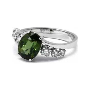 Prsten Luxusní diamantový zásnubní prsten s diamanty a turmalínem 585/3,52gr J-20567-11 (J-20567-11)