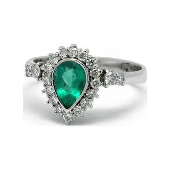 Prsten Diamantový prsten se zeleným smaragdem (0,789ct) 585/3,79 gr J-22261-13 ( J-22261-13)