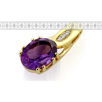 Prsten Zlatý diamantový přívěsek s fialovým ametystem a diamanty (3ks) 3820680-5-0-95 (3820680-5-0-95)