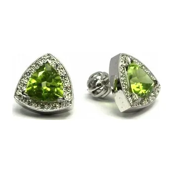 Prsten Luxusní náušnice s přírodními vzácnými olivíny 585/3,09 gr J-19845-11 (J-19845-11)