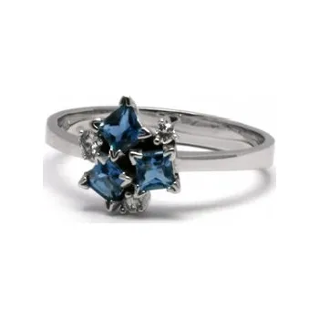 Prsten Diamantový zásnubní prsten s přírod. akvamaríny a diamanty 585/2,21gr J-20455-11 (J-20455-11)