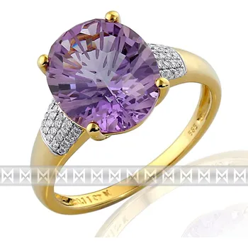Prsten Prsten s diamantem, žluté zlato briliant, ametyst fialový v kombinaci bílé zlato (3812011)