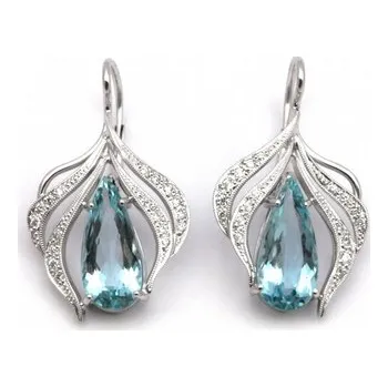 Prsten Diamantové náušnice s brazilskými akvamaríny 585/4,98 gr J-20798-12 ( J-20798-12)