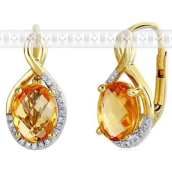 Náušnice Luxusní zlaté diamantové náušnice poseté diamanty a pravými citríny 3831059 ( 3831059-5-0-80)