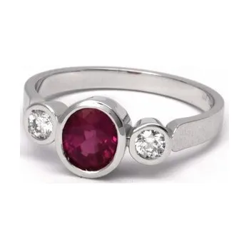 Prsten Luxusní diamantový zásnubní prsten s velkým rubínem 1,116ct 585/3,49g J-20363-12 (J-20363-12)