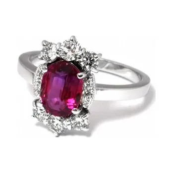 Prsten Luxusní velký diamantový zásnubní prsten s rubínem (1,675ct) a diamanty J-20250- (J-20250-11)