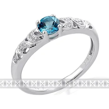 Prsten Klenoty Budín Zásnubní prsten s diamantem, bílé zlato briliant, modrý topaz (blue topaz) 3860311 (Klenoty Budín Zásnubní prsten s diamantem, bílé zlato briliant, modrý topaz (blue topaz) 3860311)