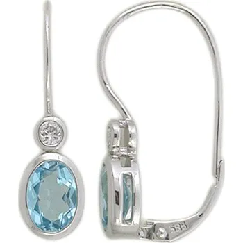 Náušnice Luxusní diamantové zlaté náušnice s diamanty a modrými topazy (blue topaz) (3880157-0-0-93)