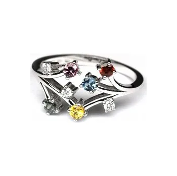 Prsten Diamantový prsten s 5ti přírodními kameny 585/2,92 gr J-19900-11 (J-19900-11)