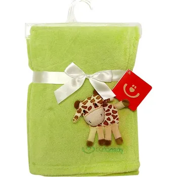 Dětská deka Bobobaby dětská deka s 3D aplikací zelená žirafa 76x102 cm