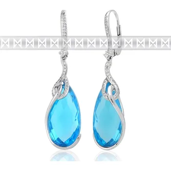 Náušnice Diamantové náušnice, bílé zlato briliant, modrý topaz (blue topaz) - visací (3880846-0-0-93)