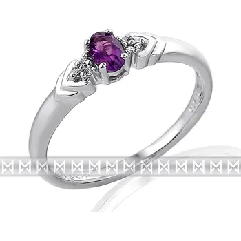 Prsten Diamantový zásnubní prsten z bílého zlata osazený fialovým ametystem 3860455-0-5 (3860455-0-55-95)