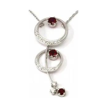 Prsten Zlatý diamantový náhrdelník s červenými rubíny 585/4,53gr J-20306-11 (J-20306-11)