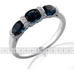 Diamantový prsten z bílého zlata 3ks velkých modrých safírů 3x1,14 ct 585/2,43gr (3861979-0-54-92)