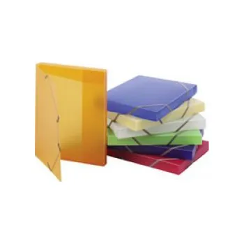 Archivační box Krabice tříklopá s gumou OPALINE oranžová, box na spisy s gumou